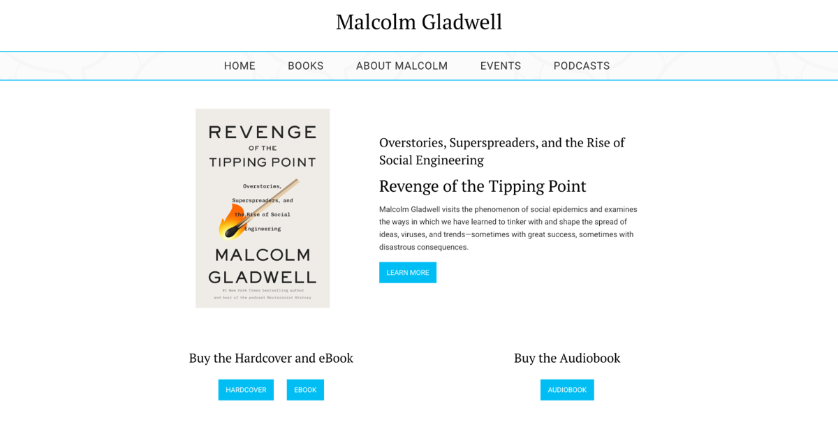 Screenshot of Malcolm Gladwell , from the celebrity websites collection.