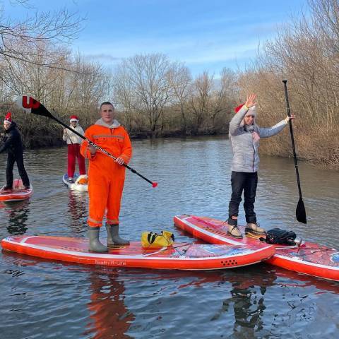 They are paddleboarding inflatable in Alberta