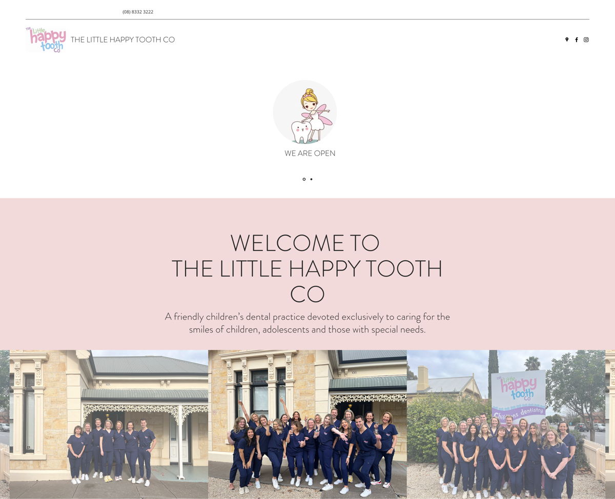 Screenshot of Little Happy Tooth, from the dentist websites collection.