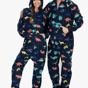 Footed Pajamas - Adult Fleece Hoodie Onesie | One-Piece Pajama Jumpsuits for Men and Women Pjs | Unisex