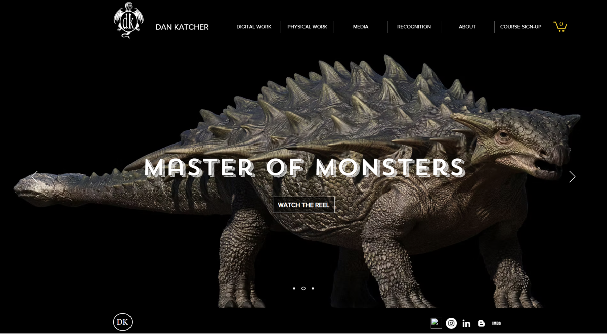 Screenshot of Dan Katcher, from the wix artist website examples collection.