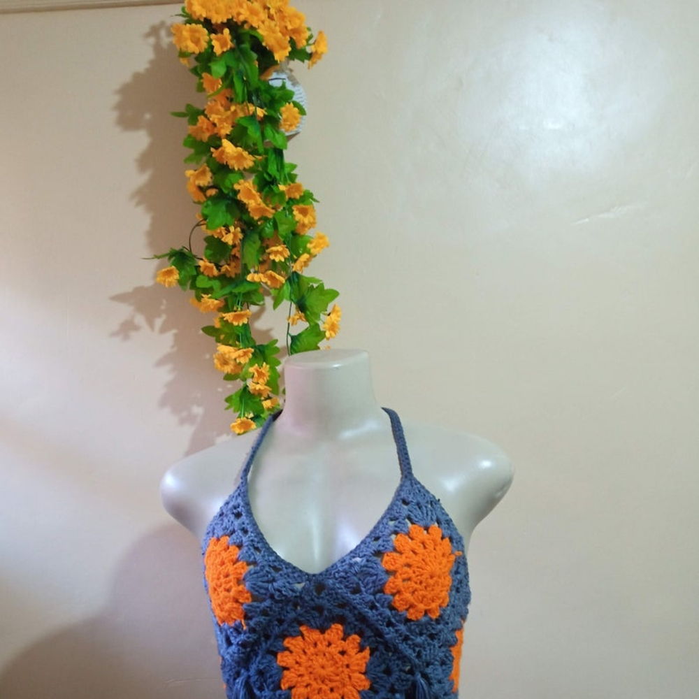 Granny Square Crochet Top, Retro Crochet Top, Boho Crochet top