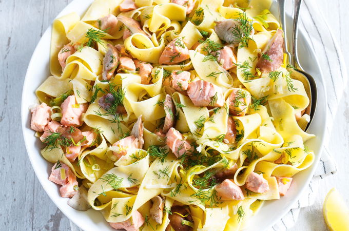 Pappardelles au saumon et aux shiitakes
