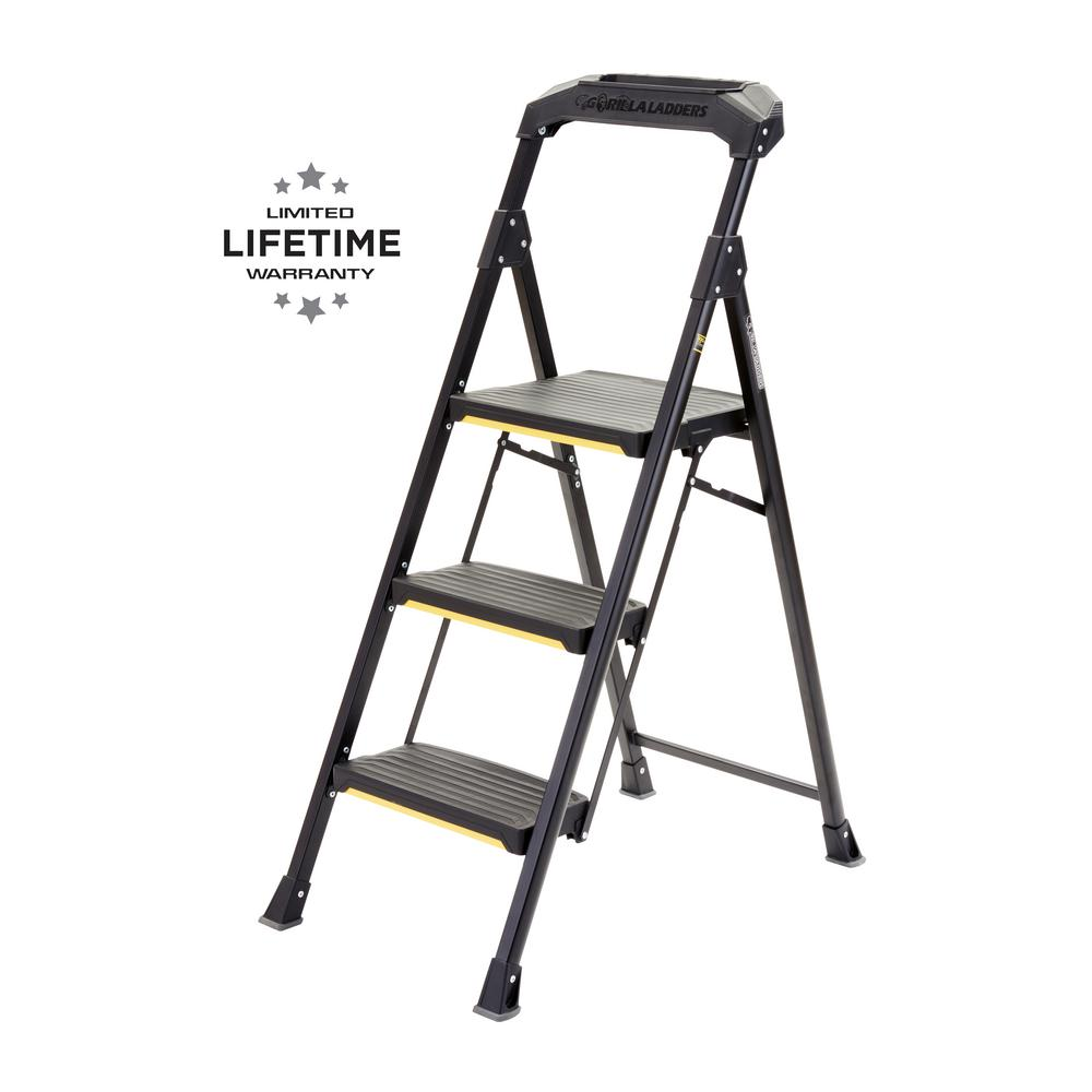 Rubbermaid Gray Step Stool vs Gorilla Ladders 3Step ProGrade Steel
