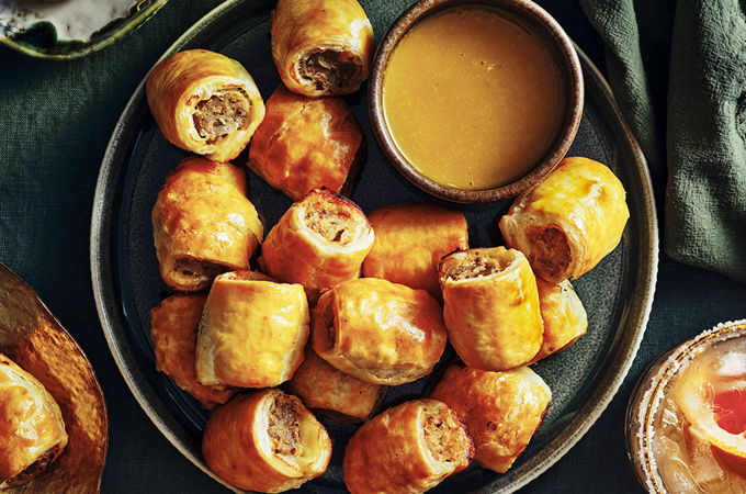 Sausage and Mustard Puff Pastry Rolls