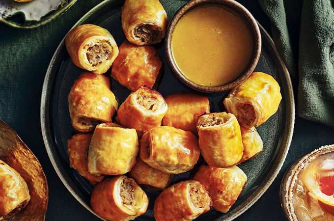 Sausage and Mustard Puff Pastry Rolls
