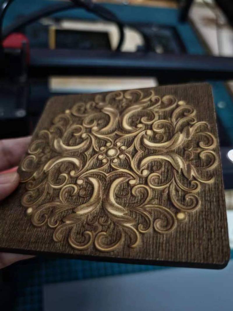Wood relief laser engraving 003