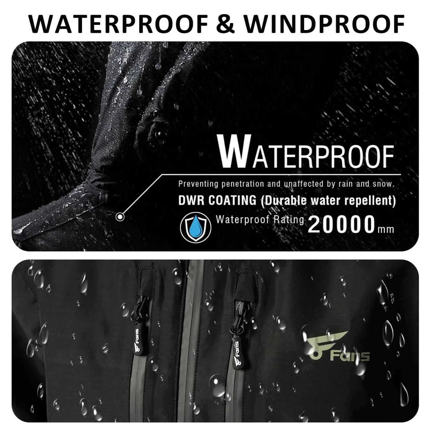The hunting jacket offering water repellent and windproof protection to keep you dry and shielded from the elements