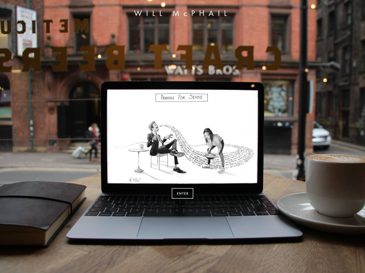 Screenshot of Will McPhail, from the squarespace portfolio examples collection.