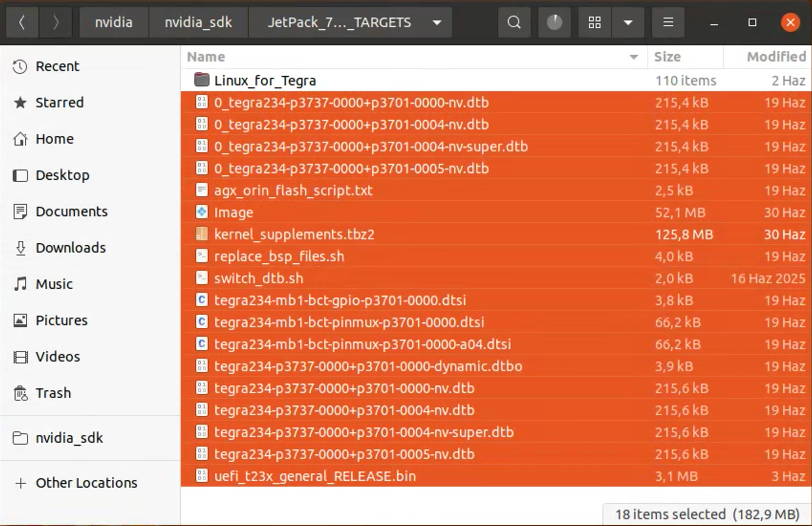 BSP files moved in target HW image folder