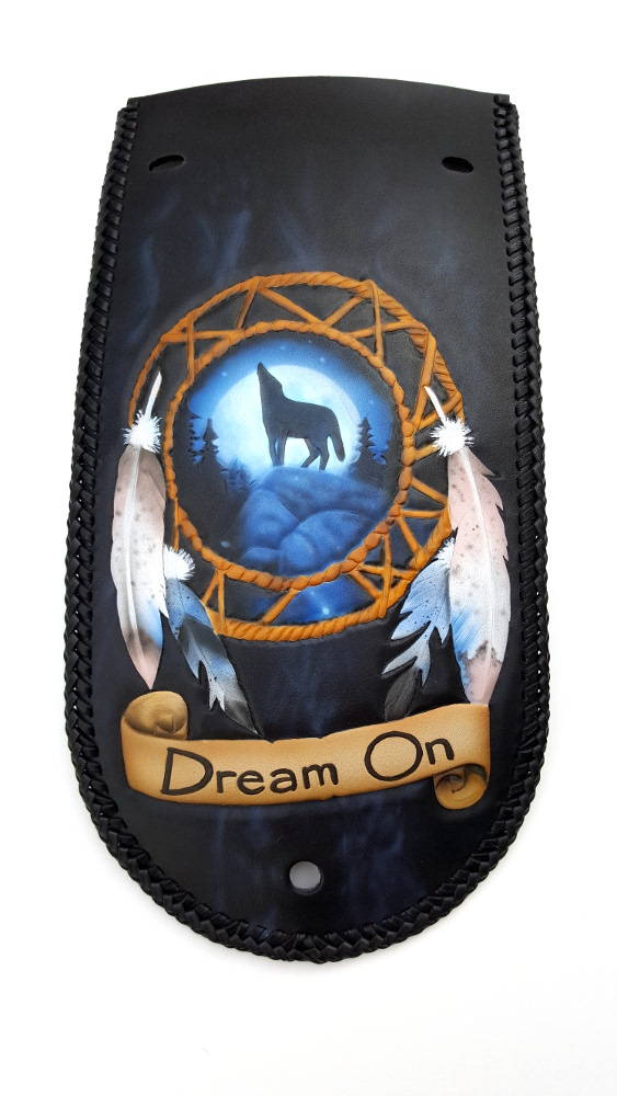 airbrushed dreamcatcher custom fender bib