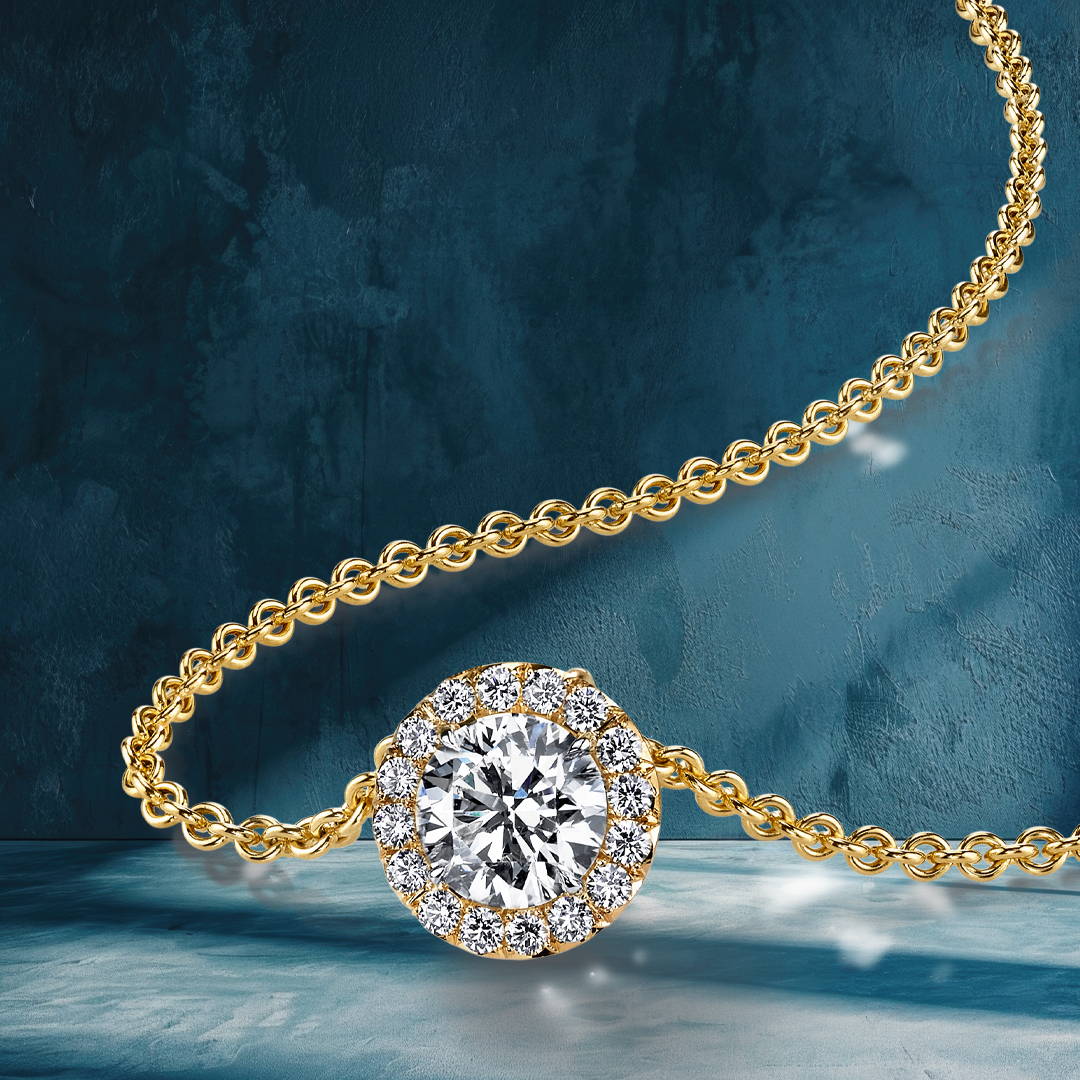 diamond halo necklace