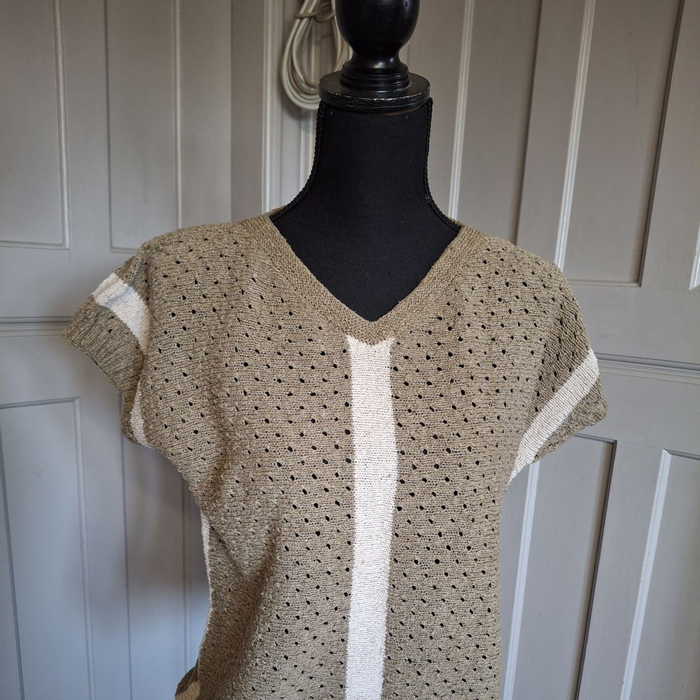 ROMA, short sleeved jumper in lace pattern worked vertical (sideways)