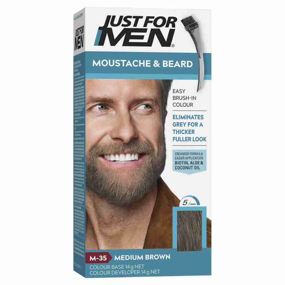 Just For Men Moustache & Beard Brush-In Colour Gel Medium Brown - Image 2