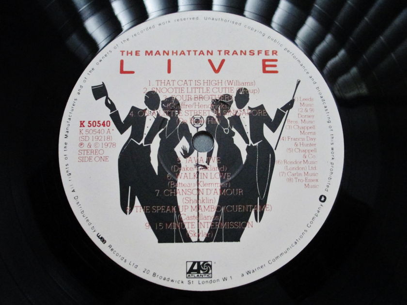 MANHATTAN TRANSFER (VINTAGE VINYL LP) - LIVE (1978) ATLANTIC RECORDS K 50540