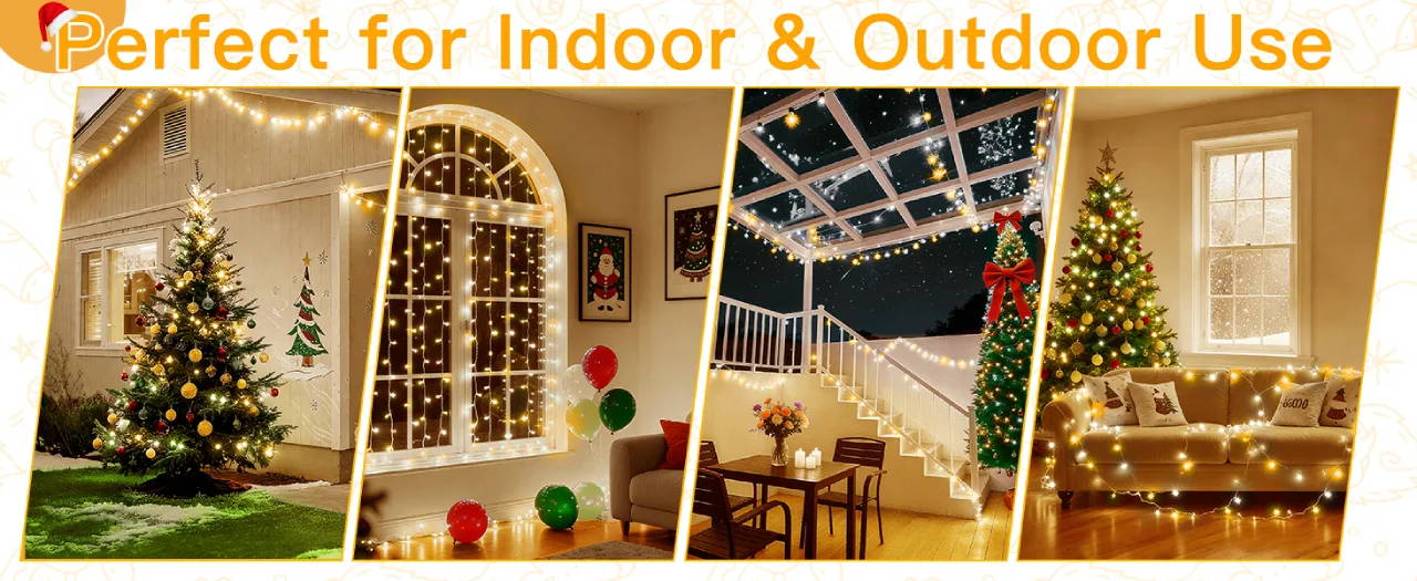 Features of Ollny's 400 leds clear cable multicolor Christmas lights