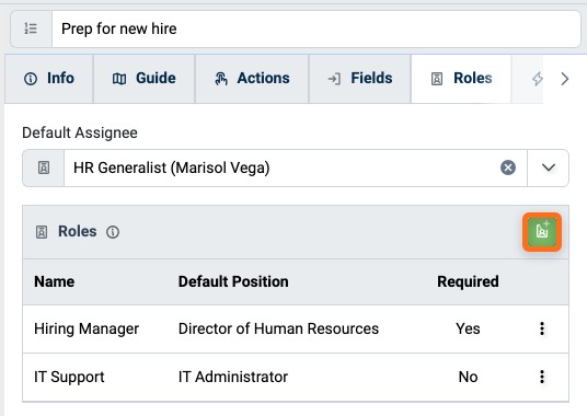 Roles tab with the Default Assignee field and the Roles panel