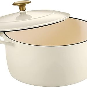Tramontina Dutch Oven Cast Iron 5.5 Qt Latte with Gold Stainless Steel Knob, 80131/085DS