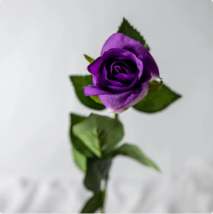 Purple Real Touch Rose Open Bud - Realistic Artificial Flowers