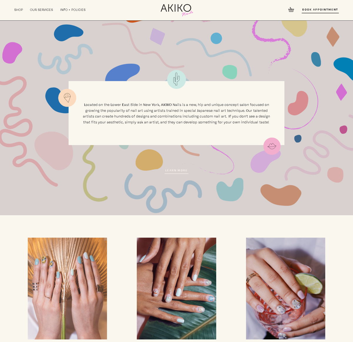 Screenshot of AKIKO Nails, from the nail salon websites collection.