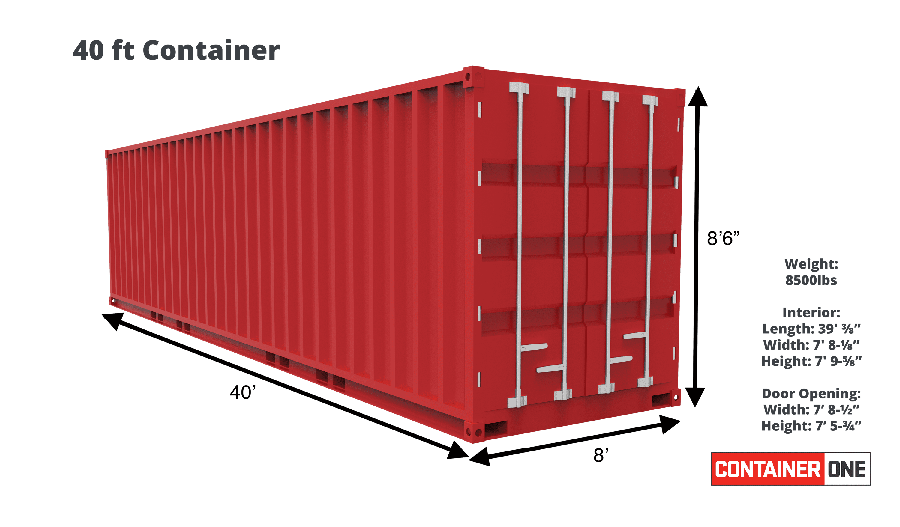 40 foot high cube shipping container specifications