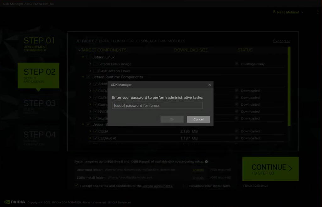 SDK Manager step-2 password