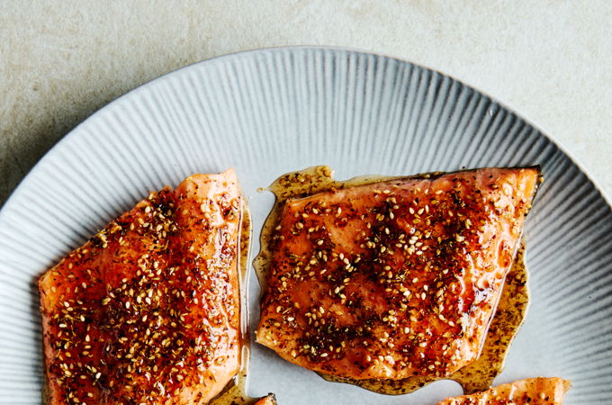 Truite laquée au citron et au miel