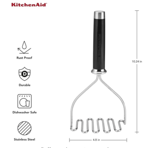 KitchenAid Gourmet Stainless Steel Wire Masher, 10.24-Inch, Black