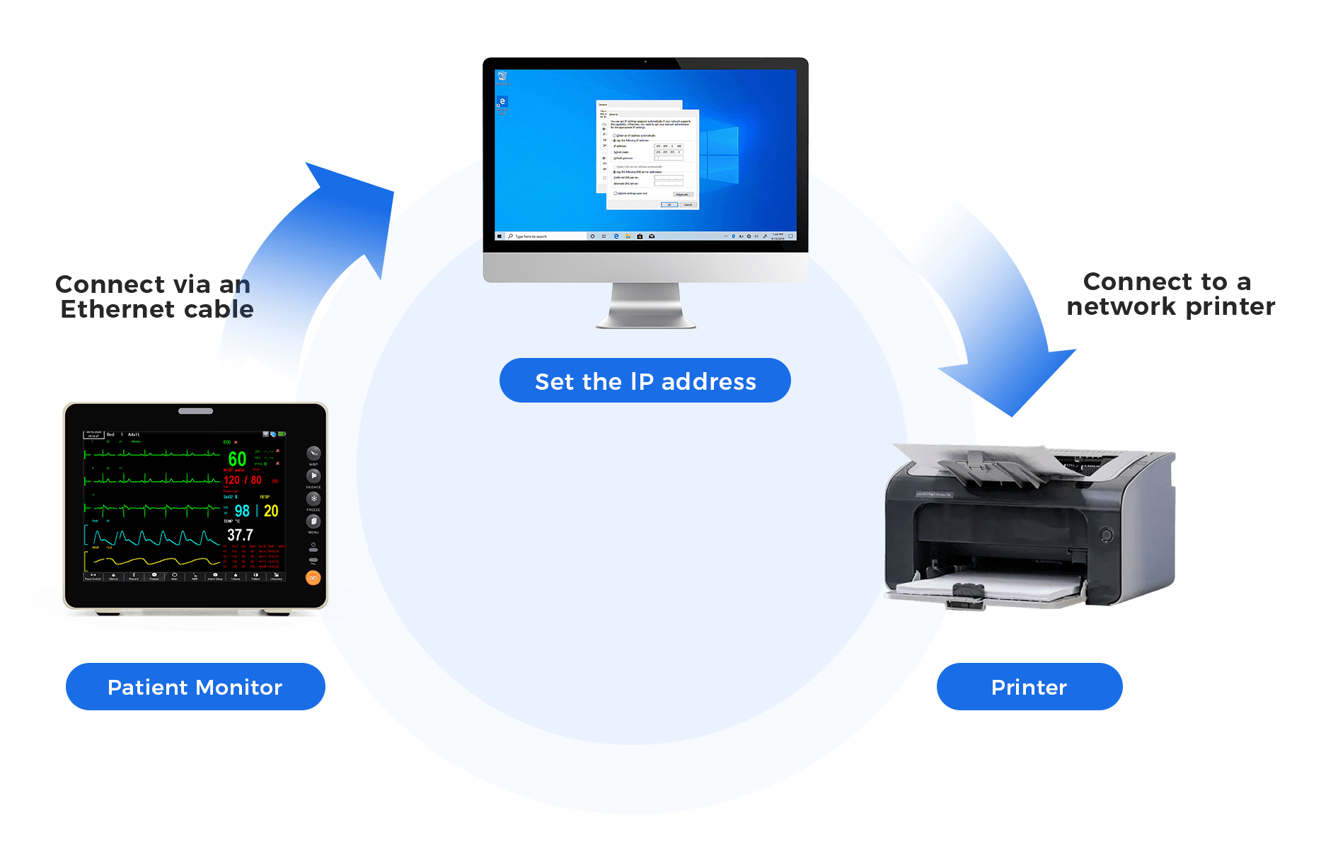 how to print the data of patient monitor