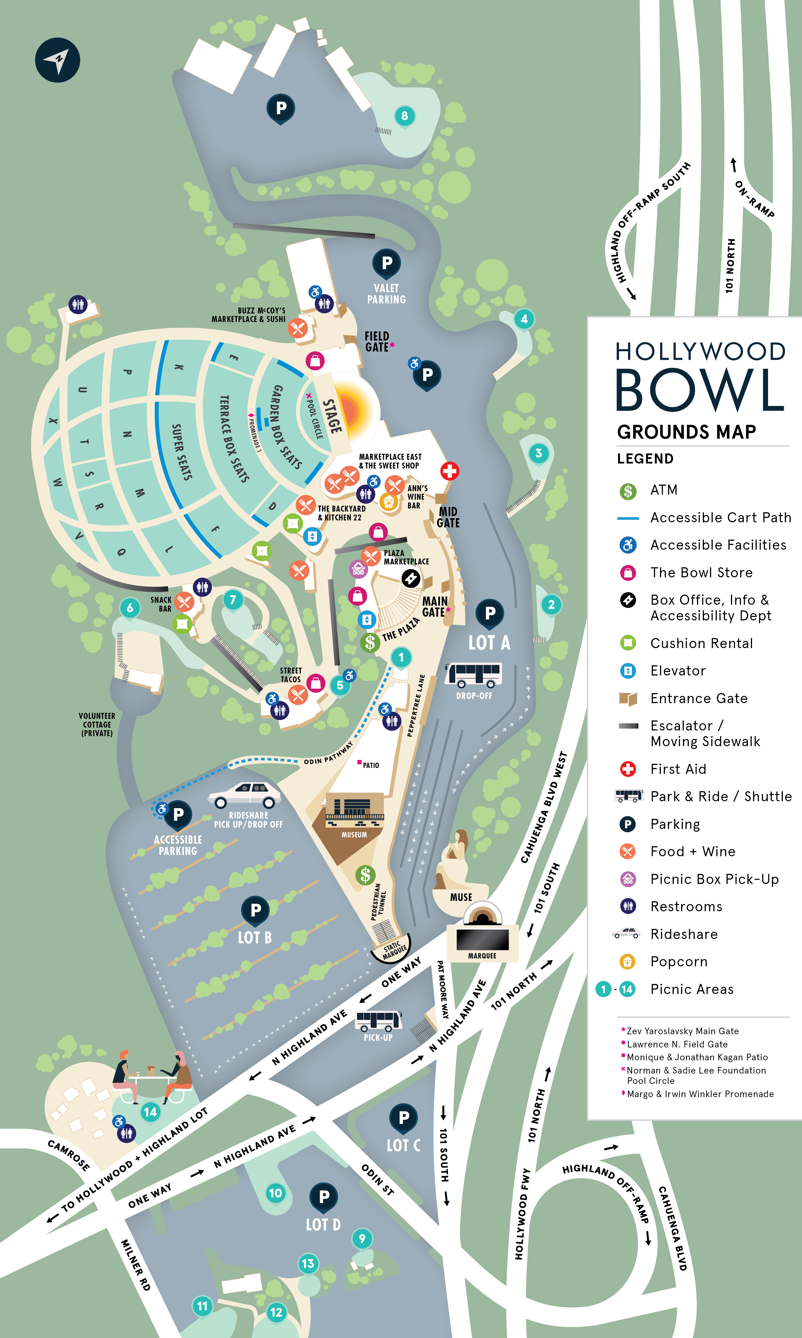 Hollywood Bowl Grounds Map 2022
