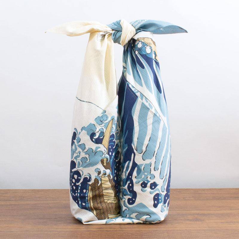 Furoshiki Japanese wine bottle fabric wrapping
