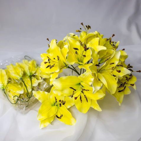 Yellow Asiatic Lily Flowerhead - Realistic Artificial Flowers