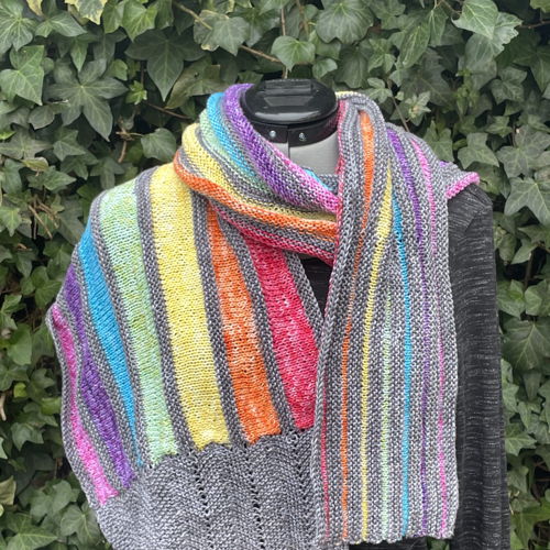 Knitted Rainbow of Hope scarf