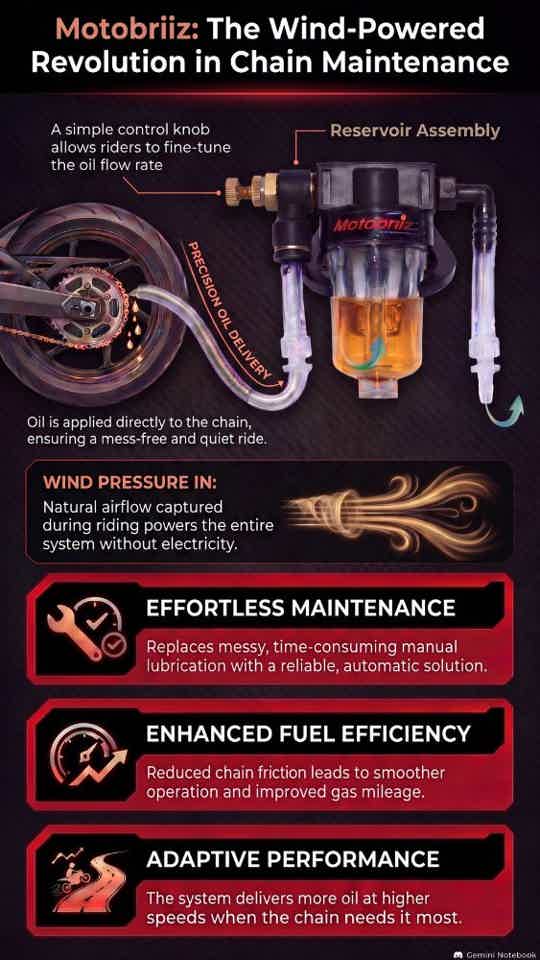 Motobriiz Motorcycle Chain Oiler Kits | Automatic Chain Oilers | Motorcycle Chain Lube