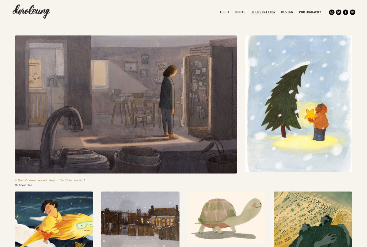 Screenshot of Dorothy Leung, from the illustrator portfolios collection.