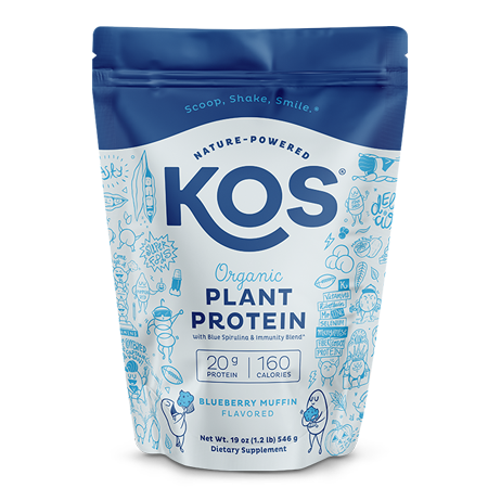 KOS Organic Plant Protein, Blueberry Muffin, 14 Servings