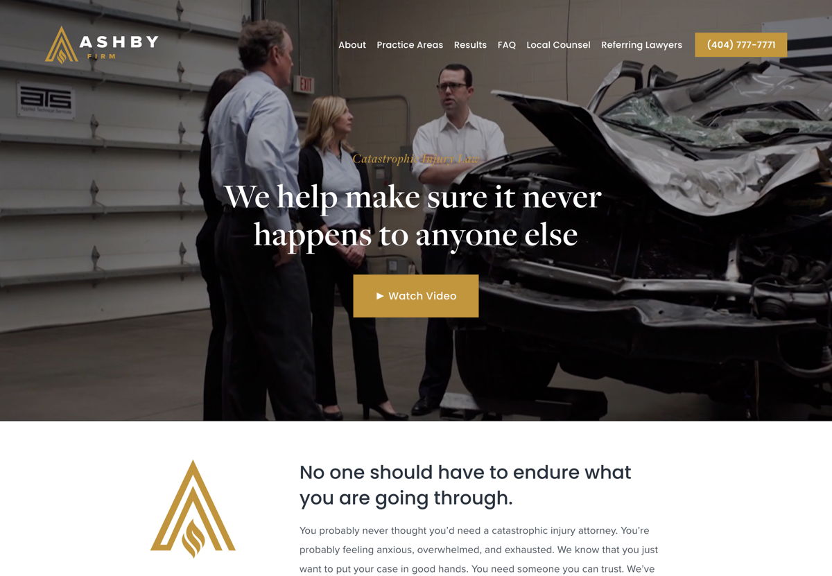 Screenshot of Ashby Firm, from the lawyer websites collection.