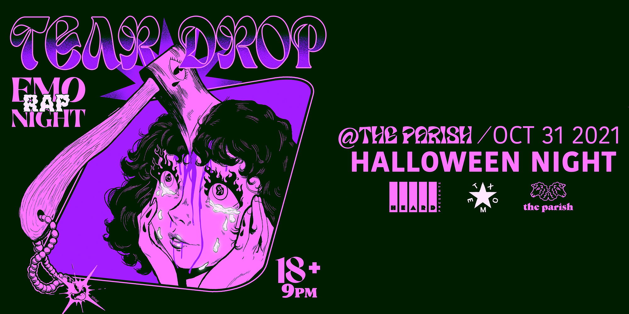 "Teardrop" an Emo Rap Night at The Parish - 10/31 promotional image