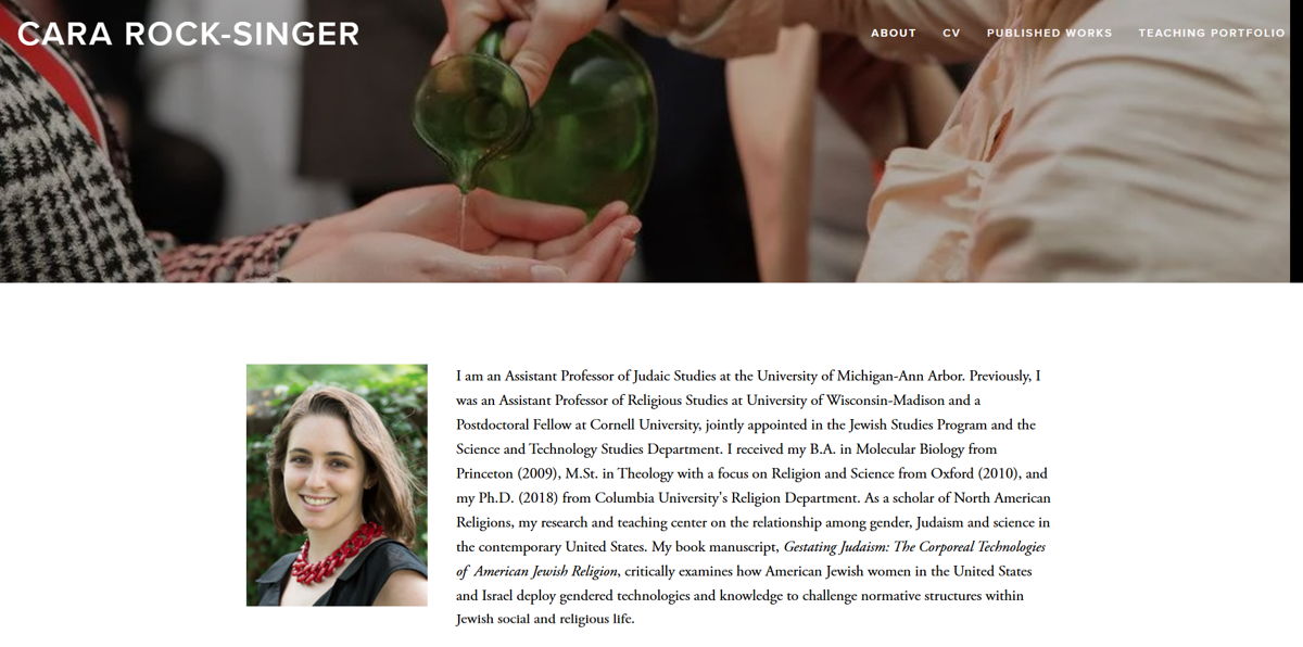 Screenshot of Cara Rock-Singer, from the teacher portfolios collection.