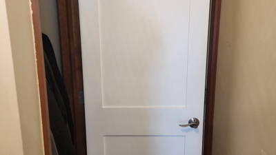 Interior door in a room