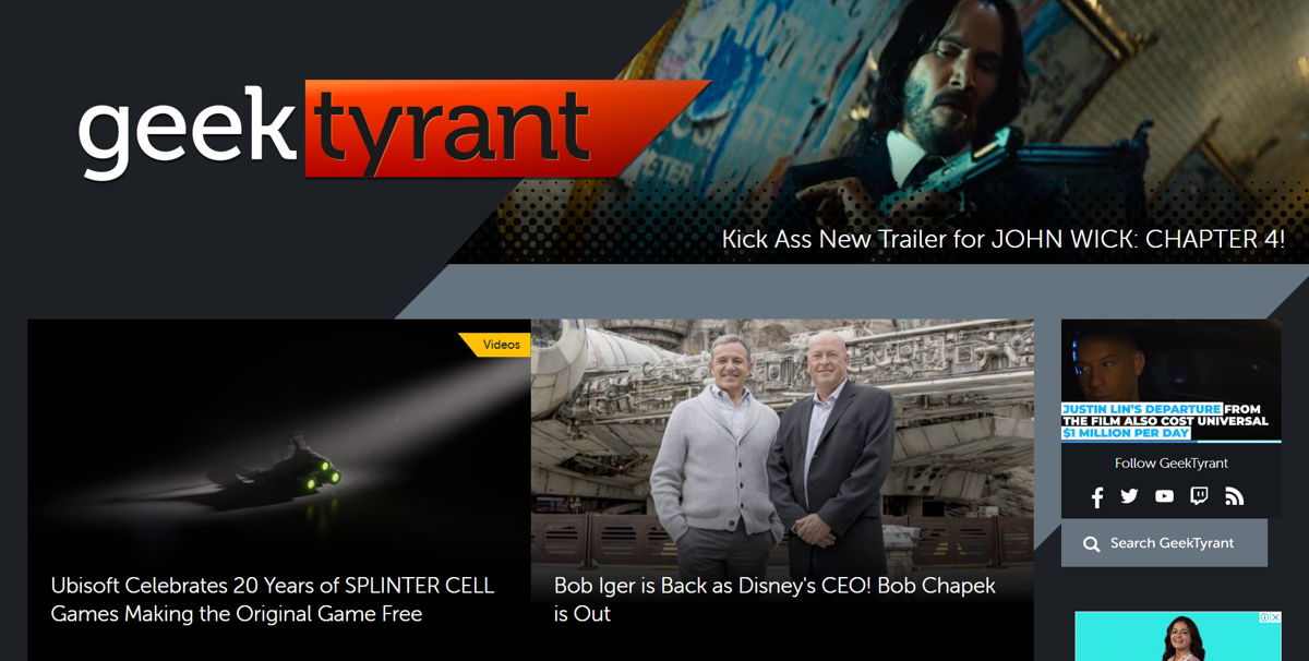 Screenshot of GeekTyrant, from the blog design examples collection.