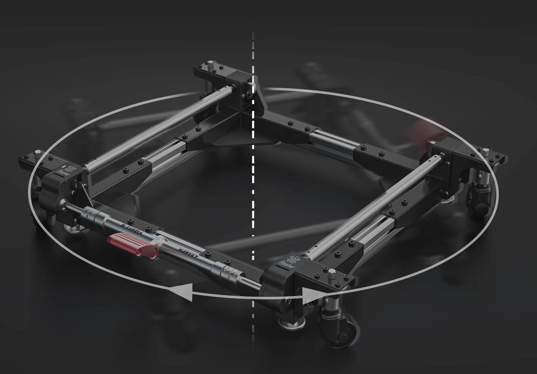 mobile base woodworking machinery mobility system Spider M-1500Pro magic spinning with swivel casters