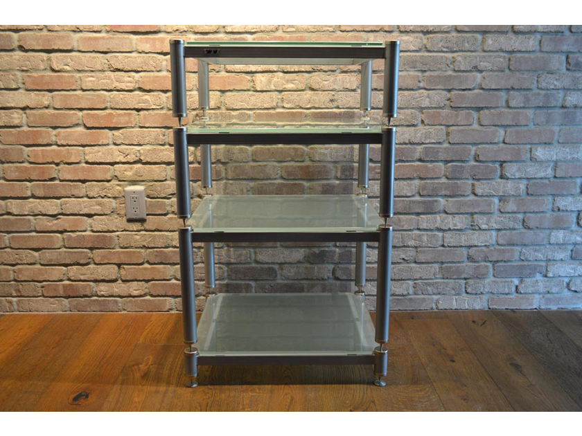 VTI 4 Shelf Audio Rack - Silver With Frosted Glass Shelves