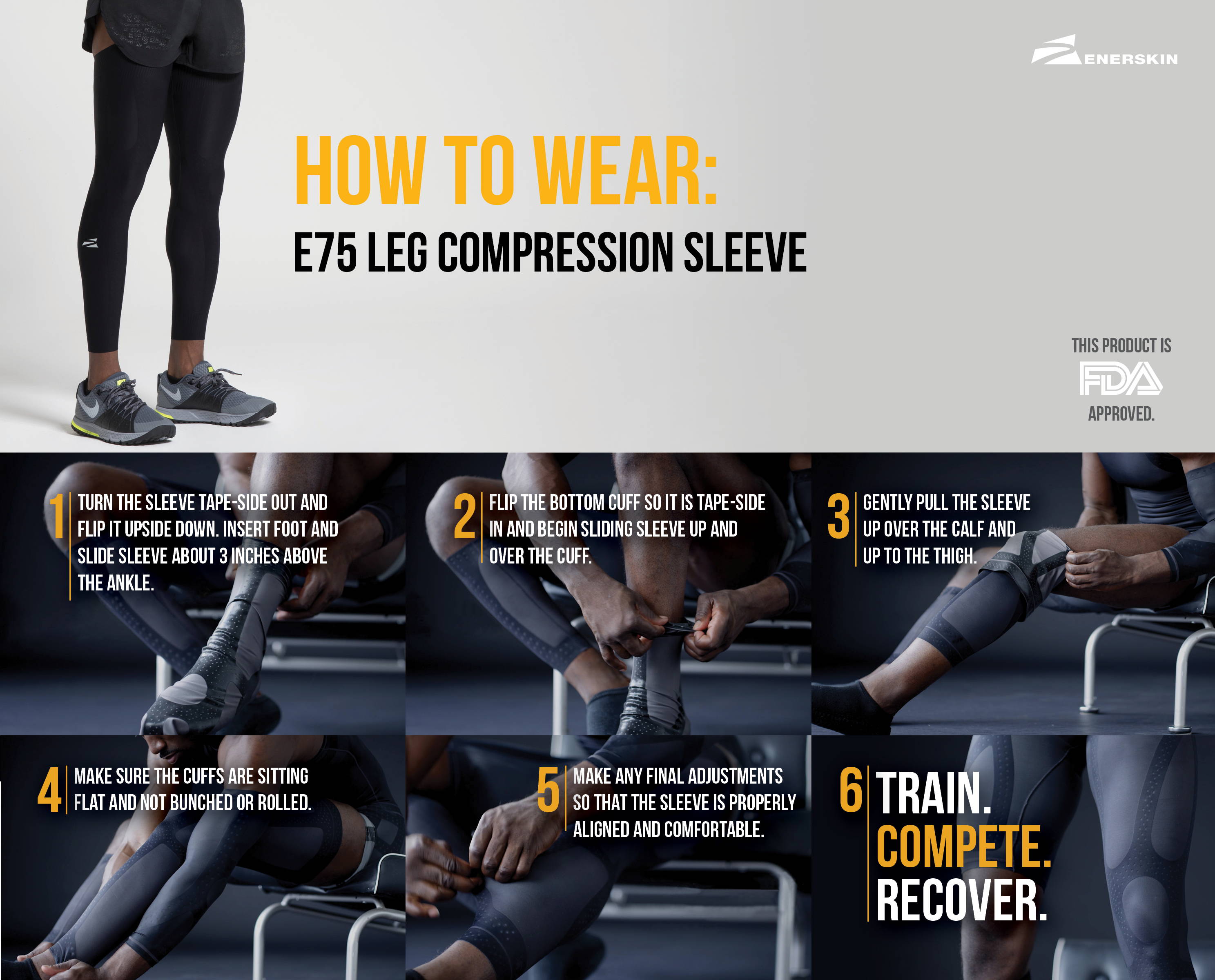 E75 Knee Compression Sleeve (1 Pair / Unisex) – Enerskin