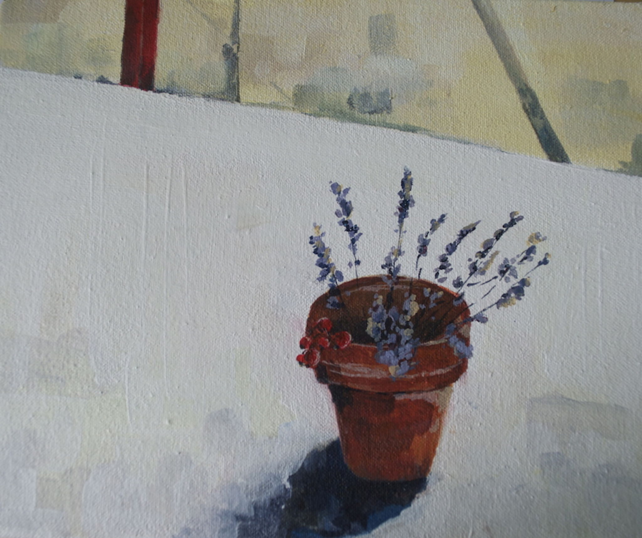 Plant pot and dried flowers