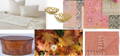 Fall interior design mood boards with dusty fall colors of pinks, yellows and creamm