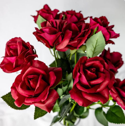 Red Open Bloom Real Touch Rose - Realistic Artficial Flowers - Image 3