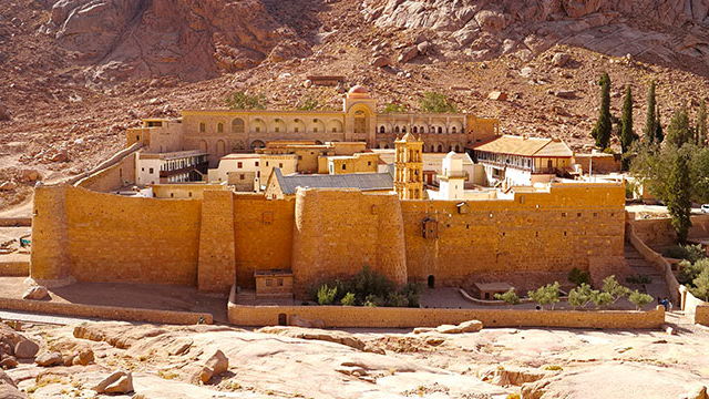 Huge walls around St Catherine's Monastery, Egypt