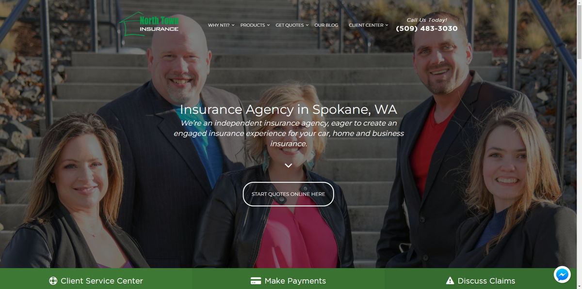 Screenshot of North Town Insurance, from the insurance agent websites collection.