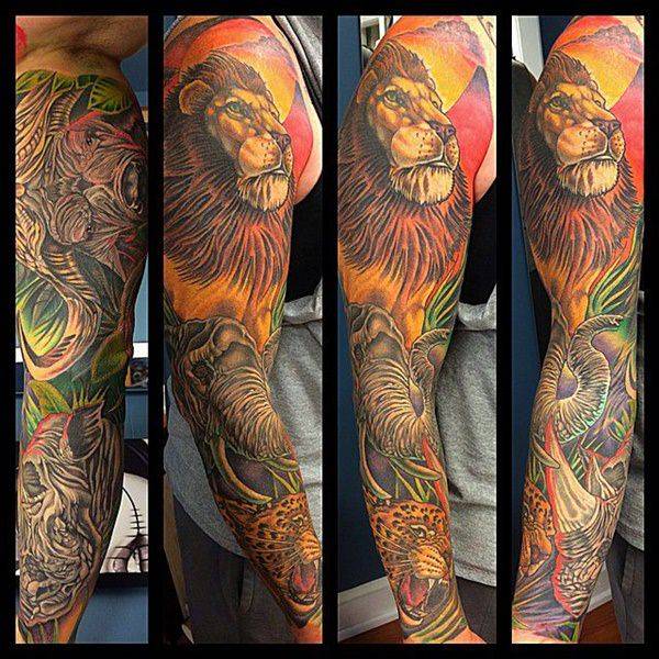 Tatouage Lion Couleurs Homme